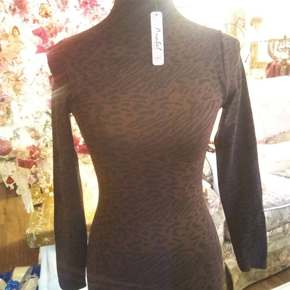 New Animal Print Mockneck Top